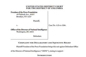 screenshot of FPF's FOIA suit against ODNI