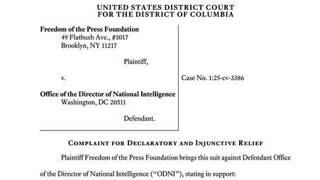 screenshot of FPF's FOIA suit against ODNI