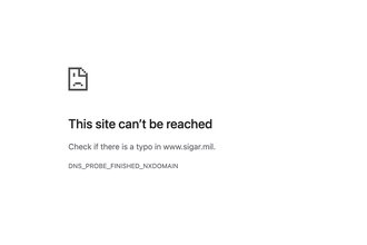 The website of the Special Inspector General for Afghanistan Reconstruction, showing an error message.