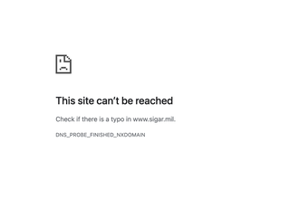 The website of the Special Inspector General for Afghanistan Reconstruction, showing an error message.