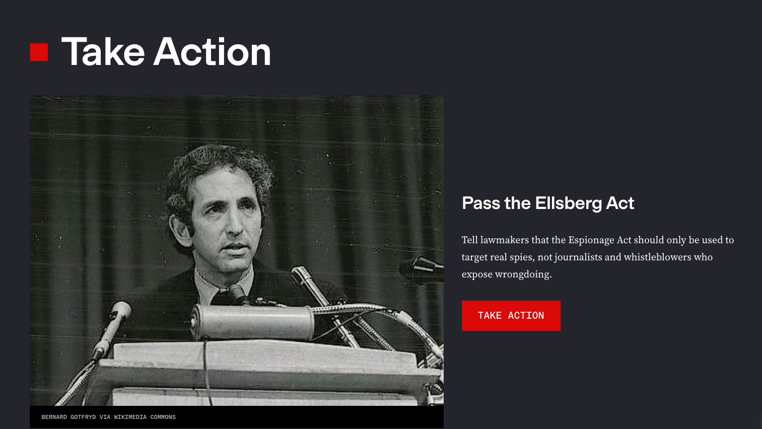 A screenshot of the action center page of FPF’s website.