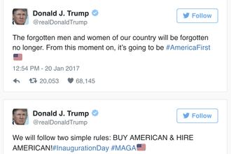 Donald Trump’s first tweets as president.