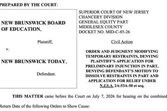 Screenshot of the ruling in New Brunswick Board of Education v. New Brunswick Today.
