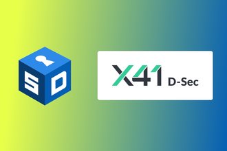 The SecureDrop and X41 D-Sec logos superimposed over a yellow and blue background