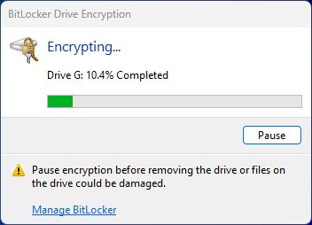 BitLocker encryption progress bar