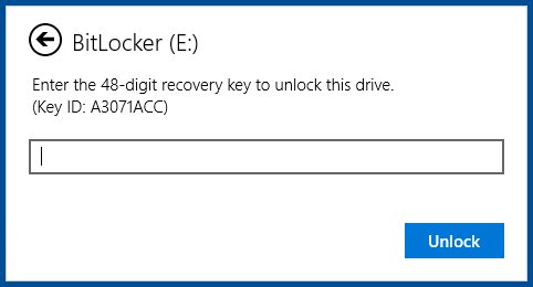 BitLocker To Go recovery key prompt