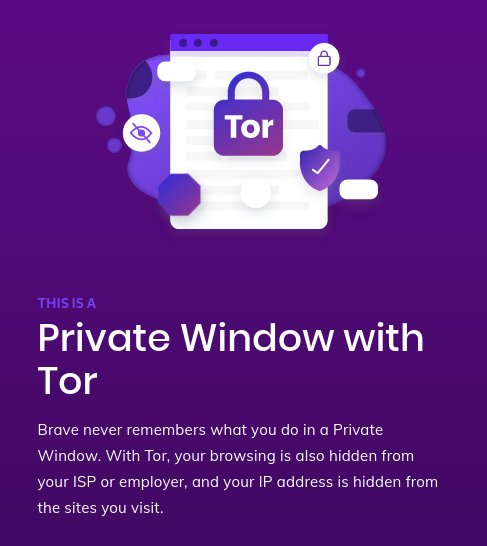 A screenshot of a Brave's private winddow with Tor enabled.