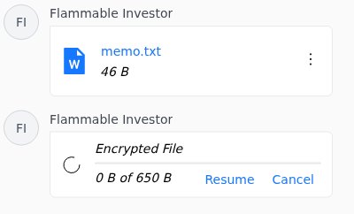 A screenshot of a paused upload in SecureDrop Inbox with options to resume or cancel