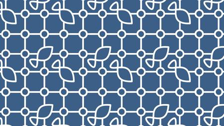 An illustrated design featuring line drawings of several fish caught in a net over a blue background