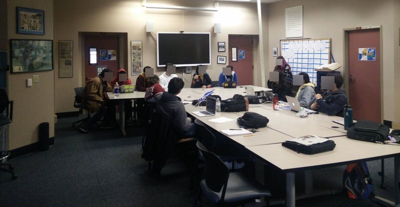 Header image showing students at a San Jose State University journalism course