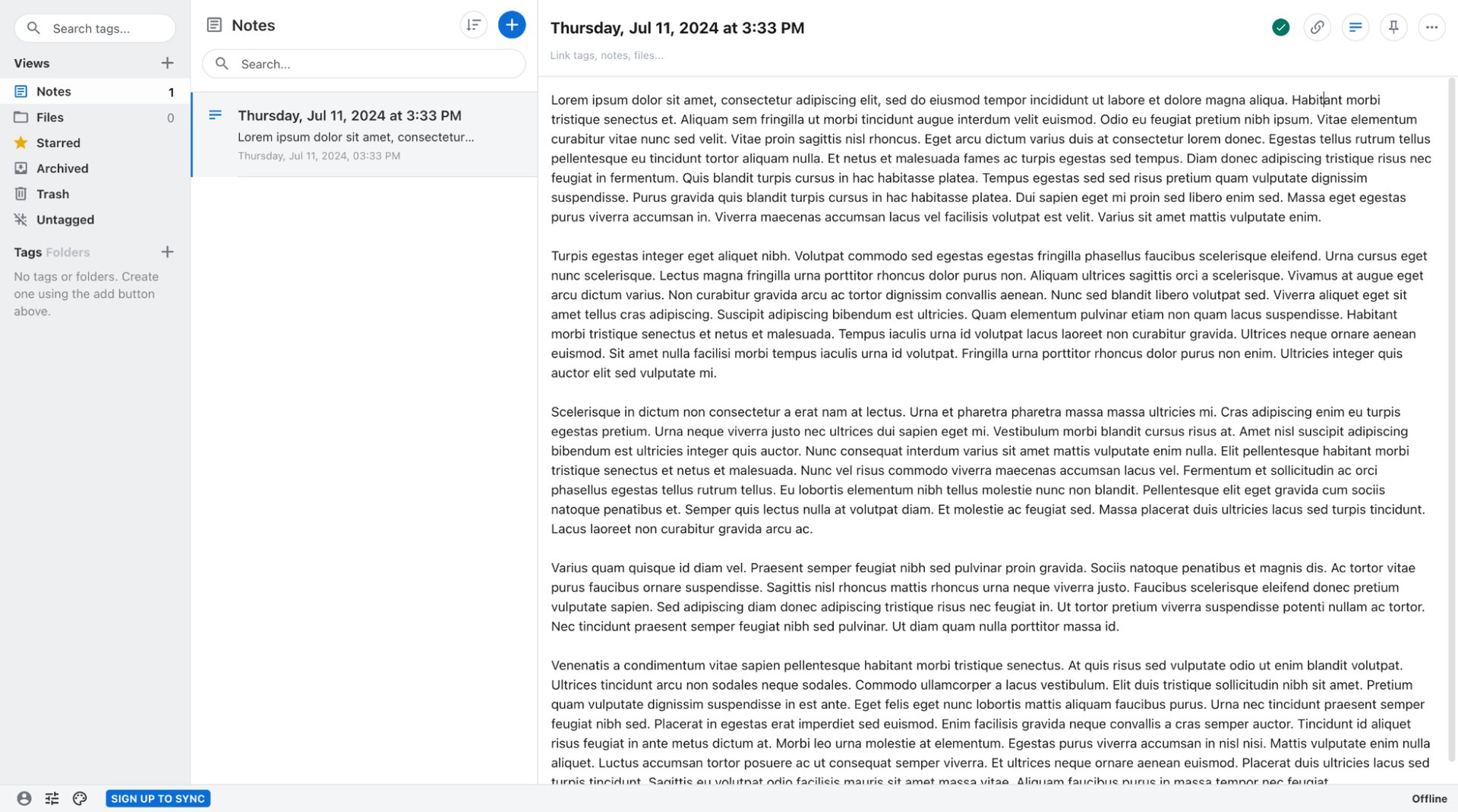 Screenshot: Standard Notes