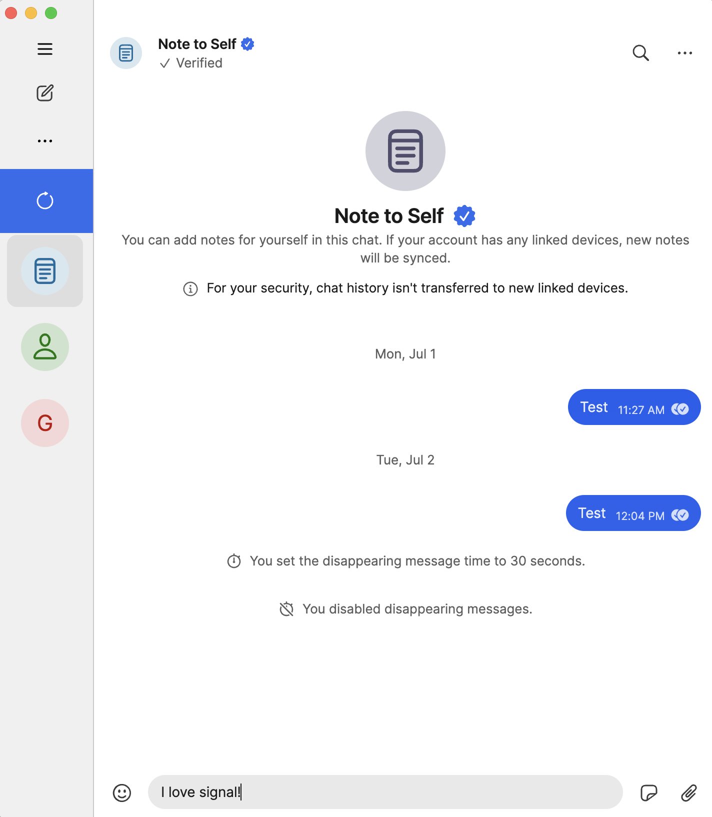 Screenshot: Signal's desktop app