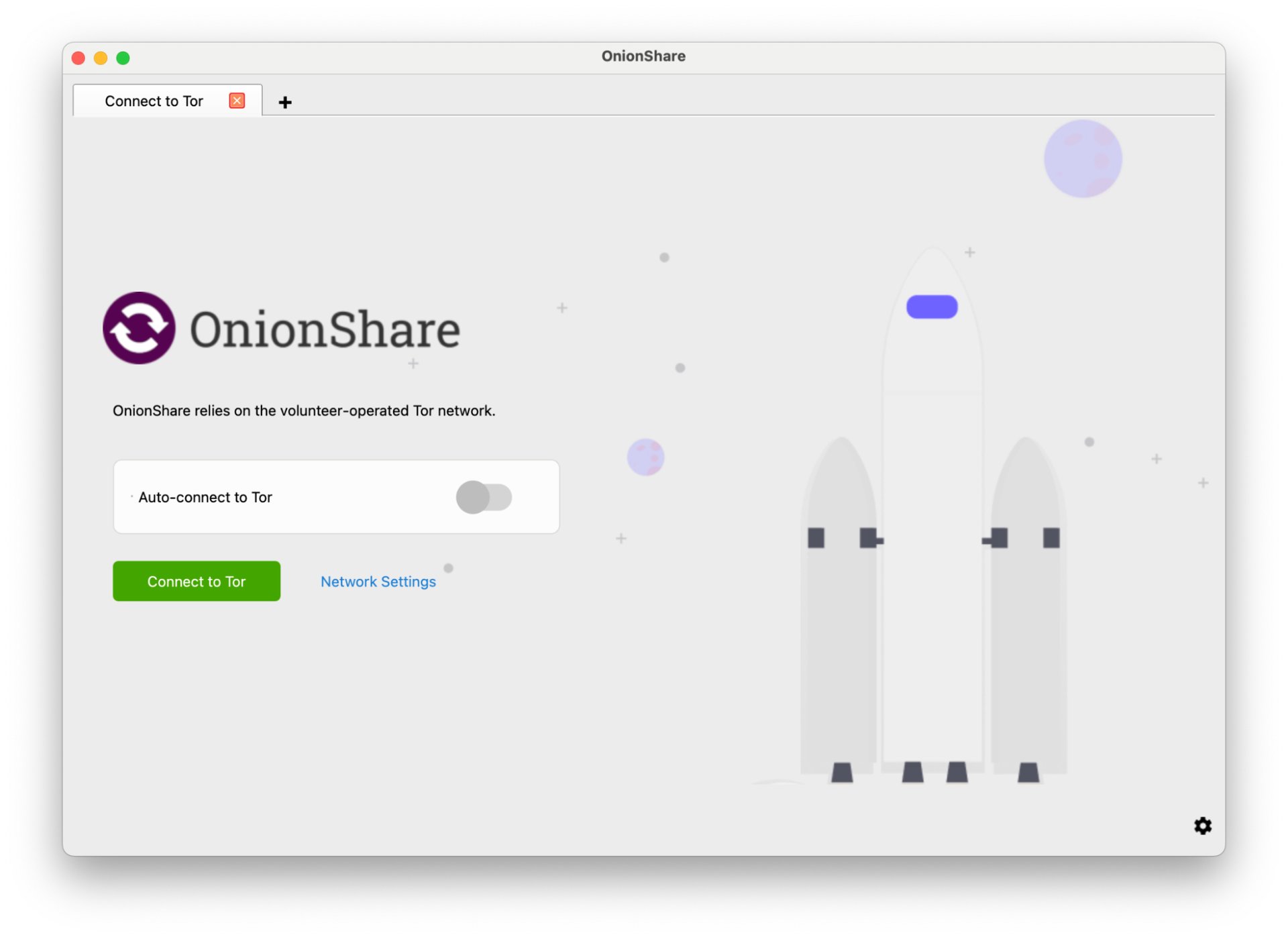 Screenshot of OnionShare launcher