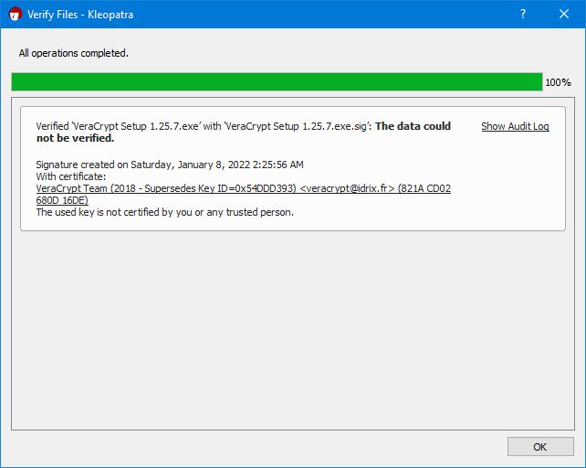 kleopatra verify file with pubkey