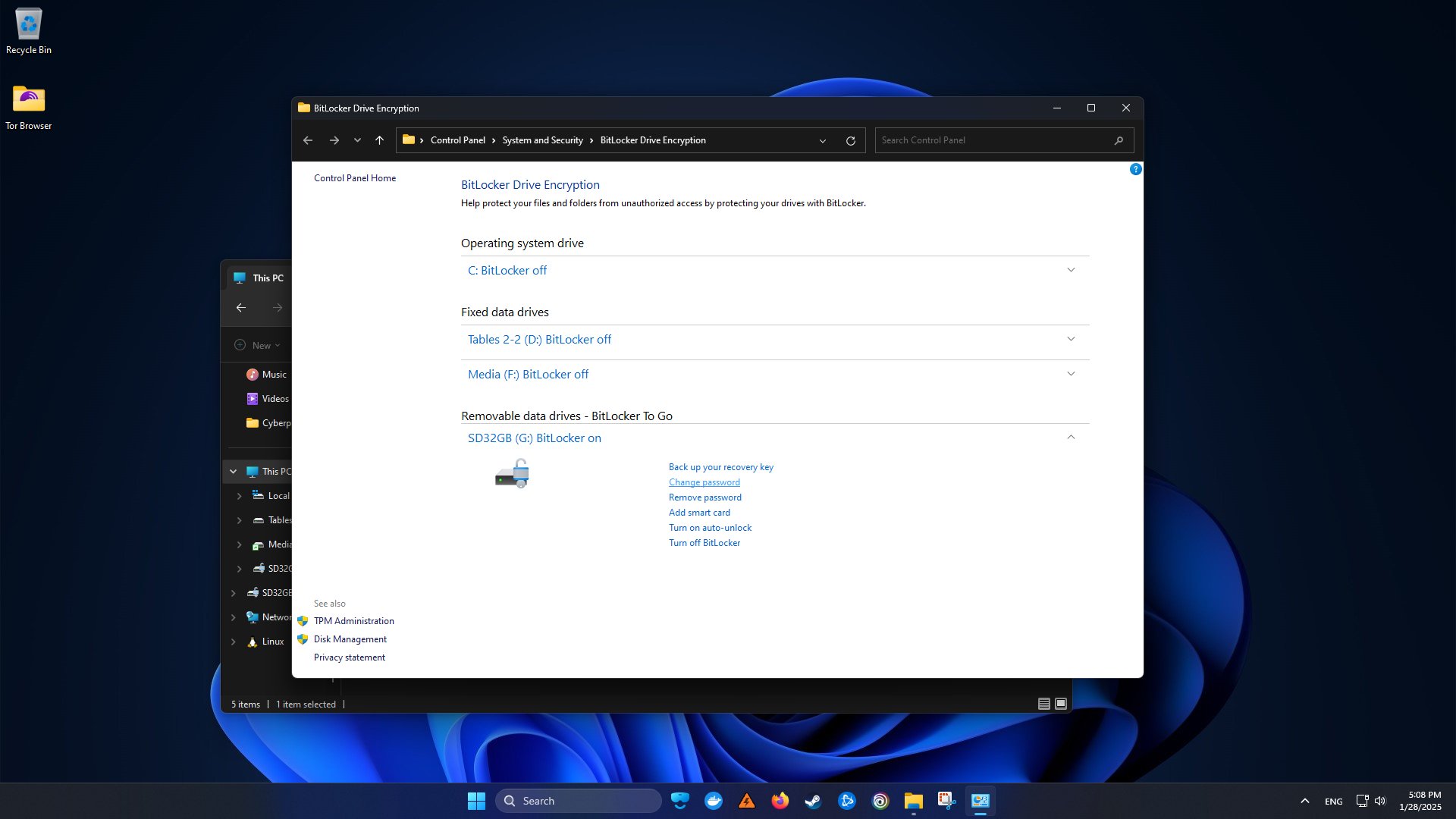 Manage BitLocker options