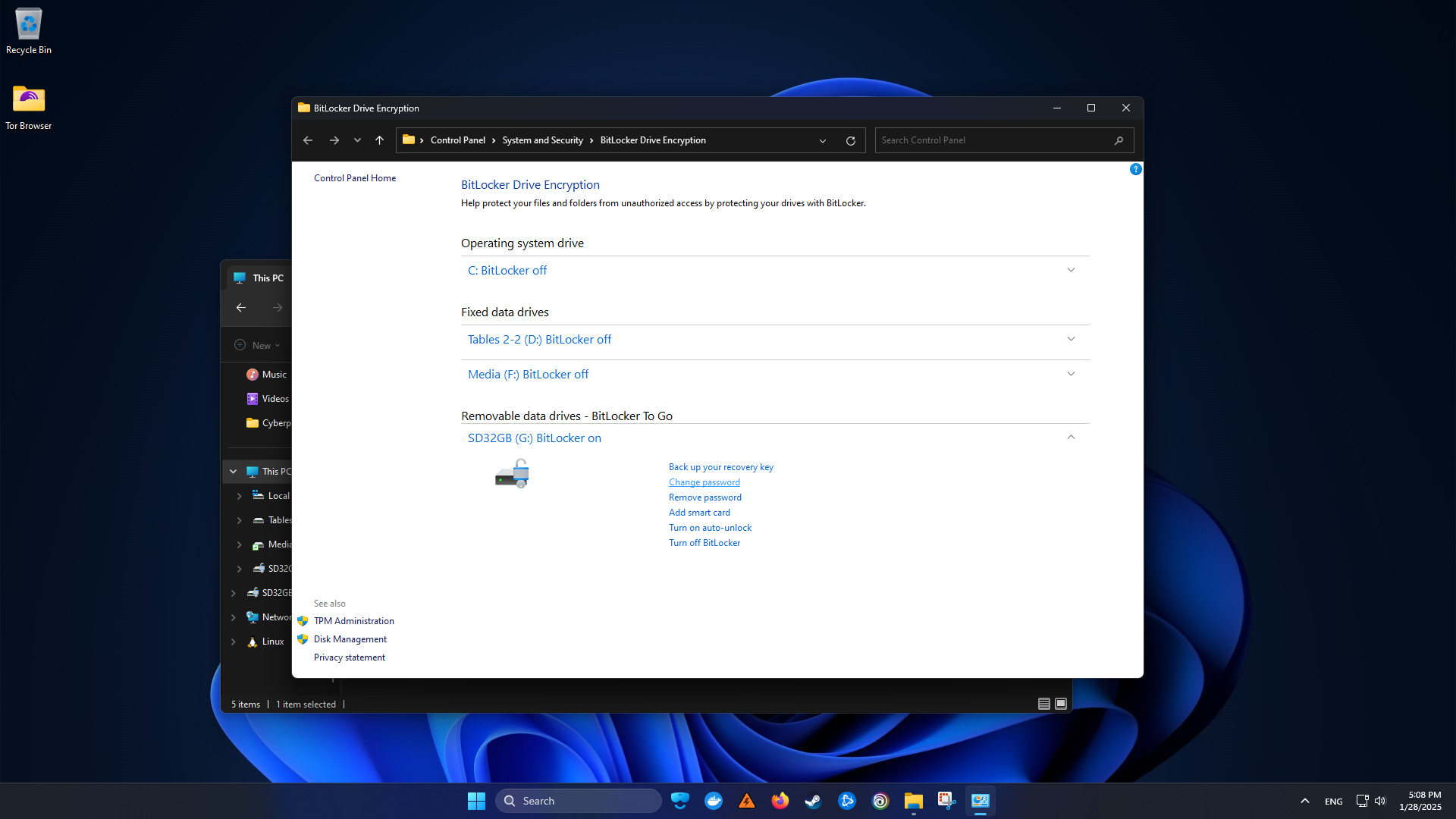 Manage BitLocker options