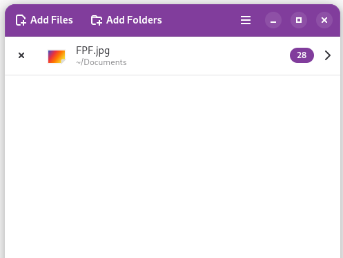 A screenshot of the Metadata Cleaner app with a jpeg file added.