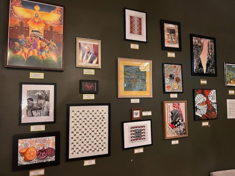 Art hanging on the wall at the Nabala Cafe