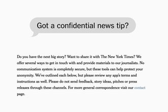 Screenshot from the New York Times tip page