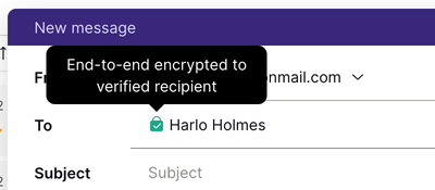 Email address in Compose window indicating that the message is PGP encrypted