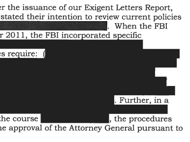 Example of highly redacted document released to public