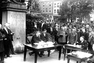 San Francisco open-air police court hearing, 1918