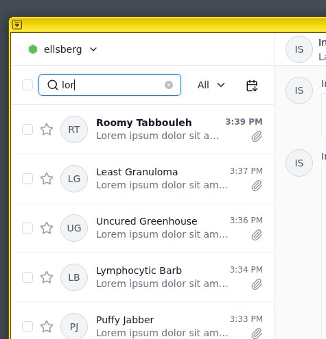 A screenshot of the search function in SecureDrop Inbox