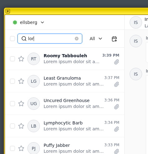 A screenshot of the search function in SecureDrop Inbox