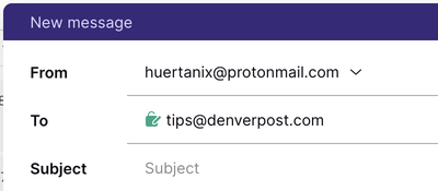 Email address in Compose window showing a message that will be signed, but not encrypted