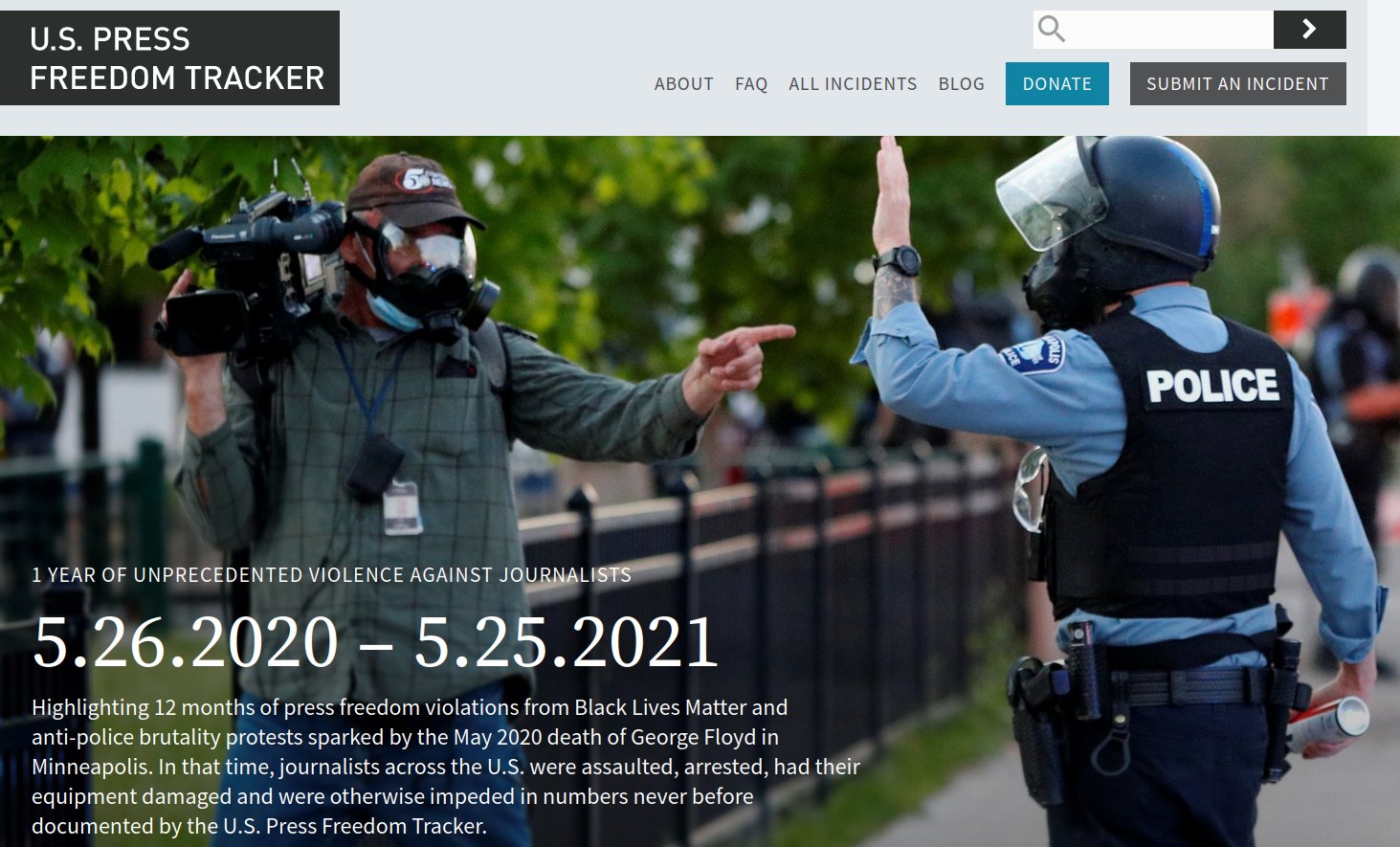 U.S. Press Freedom Tracker topic page: 1 year of BLM protests