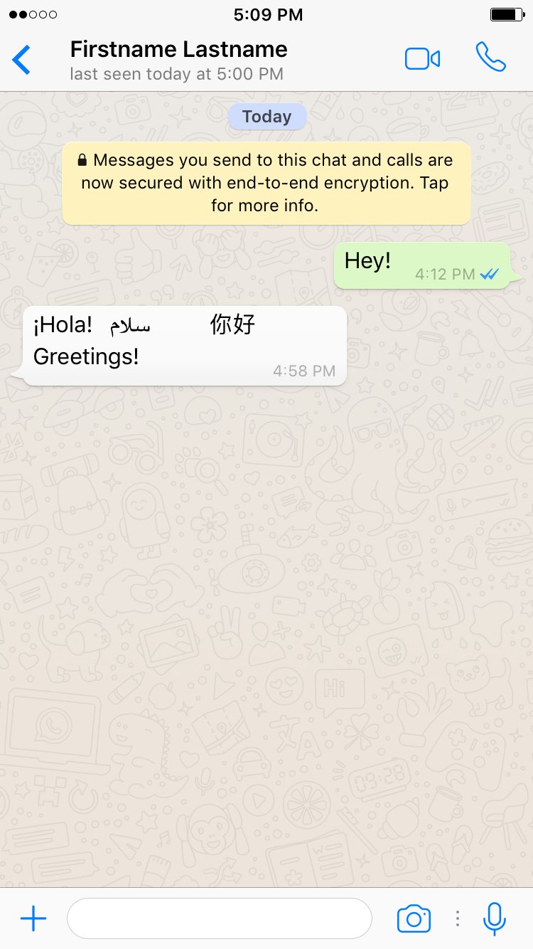 Screenshot of a WhatsApp conversation, showing two people sharing their greetings.