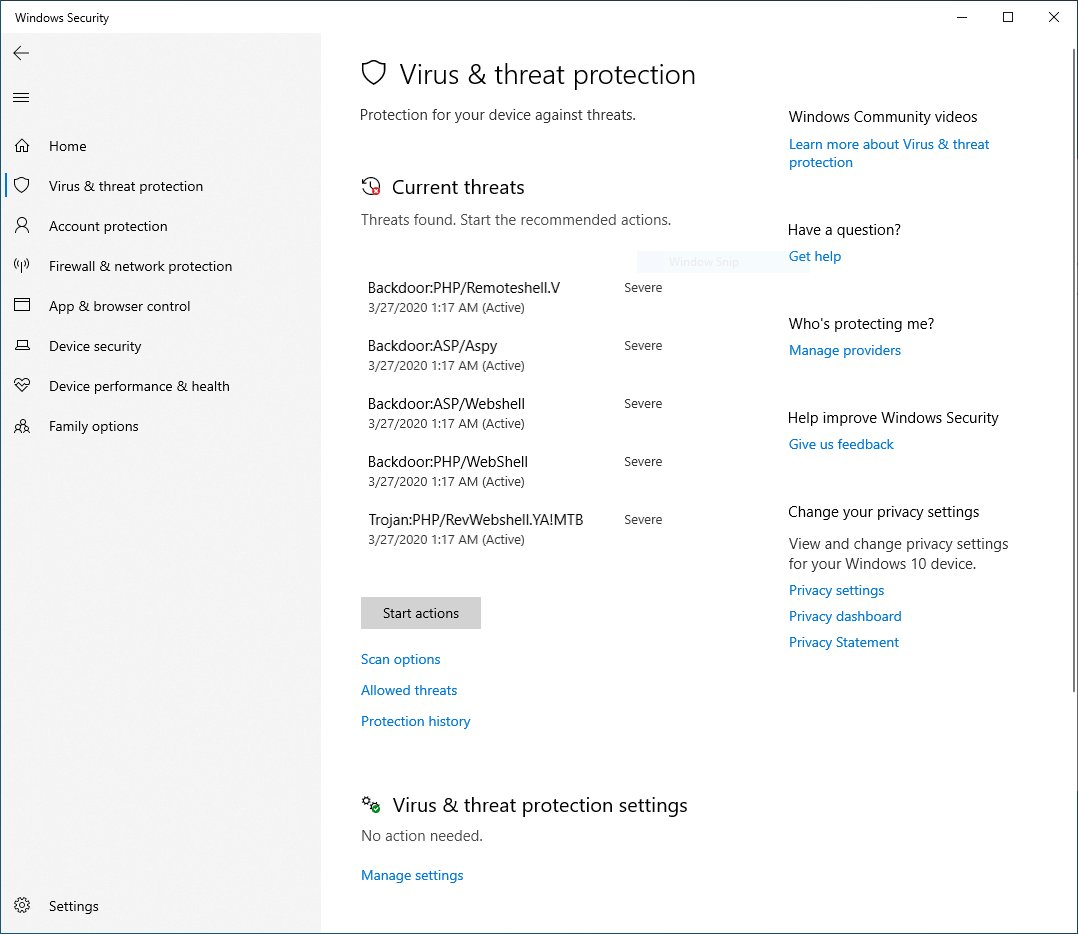 A screenshot showing the "Virus & threat protection" section of Windows Security in the Windows settings panel.