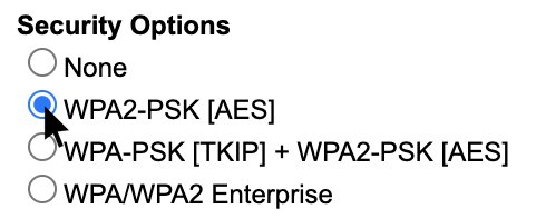 Screenshot showing multiple connection security options for the router, including multiple versions of WPA2.
