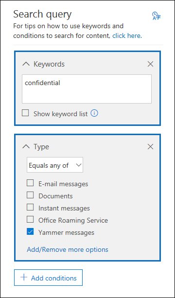 eDiscovery content search within Office 365